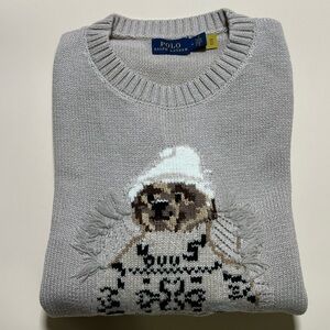 Polo Ralph Lauren Bear Sweater Husky Women’s Size Medium Beige